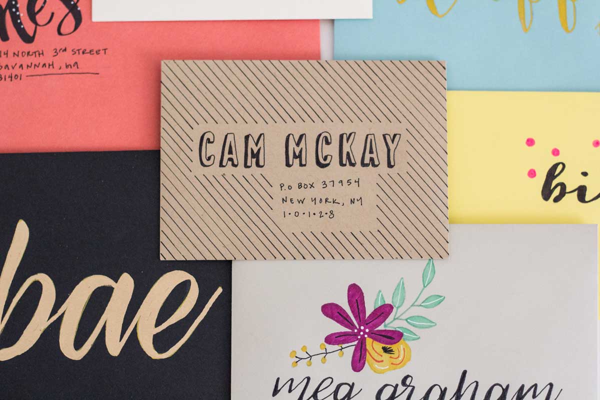 Playing with color and layout for amazing DIY faux hand lettered envelopes